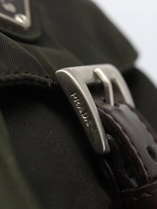 PRADA Backpack Nylon Khaki Silver Auth 164325 main image 14